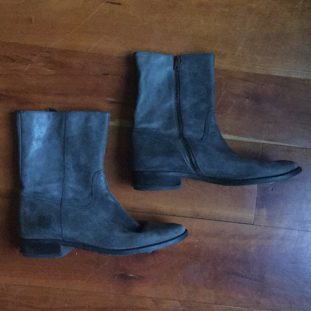 Grey flat ankle boots